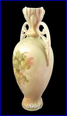 Ancien Art Nouveau Austro-Hungarian Bohèmien Floral Double Géré Porcelaine Vase