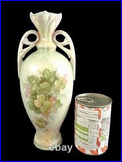 Ancien Art Nouveau Austro-Hungarian Bohèmien Floral Double Géré Porcelaine Vase