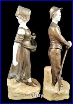 Ancien Art Nouveau Bernard Bloch Schoop Porcelaine Paire Figurine Fermier Paysan Ancien Art Nouveau Bernard Bloch Schoop Porcelaine Paire Figurine Fermier Paysan