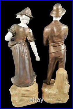 Ancien Art Nouveau Bernard Bloch Schoop Porcelaine Paire Figurine Fermier Paysan Ancien Art Nouveau Bernard Bloch Schoop Porcelaine Paire Figurine Fermier Paysan