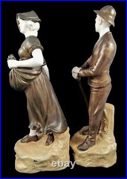 Ancien Art Nouveau Bernard Bloch Schoop Porcelaine Paire Figurine Fermier Paysan Ancien Art Nouveau Bernard Bloch Schoop Porcelaine Paire Figurine Fermier Paysan