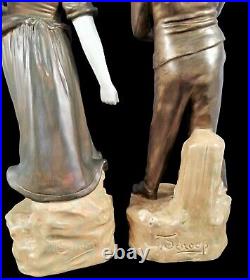 Ancien Art Nouveau Bernard Bloch Schoop Porcelaine Paire Figurine Fermier Paysan Ancien Art Nouveau Bernard Bloch Schoop Porcelaine Paire Figurine Fermier Paysan