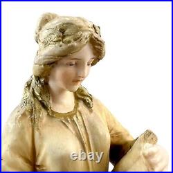 Ancien Art Nouveau Ernst Wahliss Turn Wein Porcelaine Figurine Femme Geography