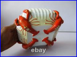 Ancien Art Nouveau Homard Poterie Porcelaine Bol Service Collection Rare F