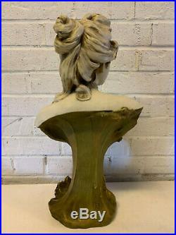 Ancien Art Nouveau Royal Dux Bohemia Porcelaine Buste de Fille/ Femme