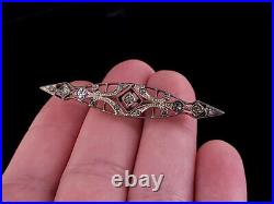 Ancien Art Nouveau Victorien Argent Sterling Pâte Décoratif Barre Broche 5.1cm