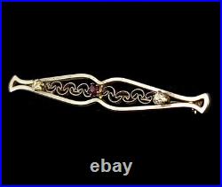 Ancien Art Nouveau Victorien Argent Transparent Violet Pâte Barre Broche 5.7cm