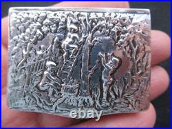 Ancien Boite Argent Art Nouveau Bonbonniere Pilulier Tabatiere Massif Silver Box