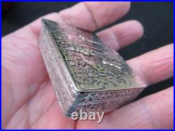 Ancien Boite Argent Art Nouveau Bonbonniere Pilulier Tabatiere Massif Silver Box