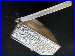 Ancien Boite Argent Art Nouveau Bonbonniere Pilulier Tabatiere Massif Silver Box