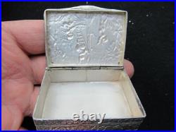 Ancien Boite Argent Art Nouveau Bonbonniere Pilulier Tabatiere Massif Silver Box