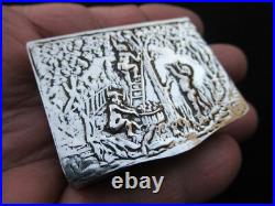 Ancien Boite Argent Art Nouveau Bonbonniere Pilulier Tabatiere Massif Silver Box