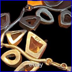 Ancien Bracelet En Argent 925? & Nombreuses Citrines & Art Nouveau & Vers 1900