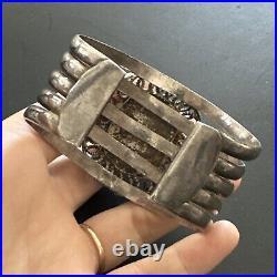 Ancien Bracelet En Argent Massif Silver 925 Jonc créateur art Nouveau Ethnique
