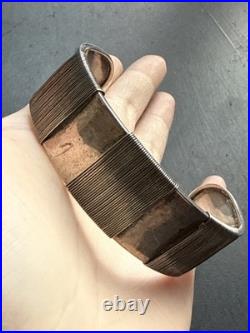 Ancien Bracelet Gourmette Argent Massif Silver Maille Jonc art nouveau ethnique