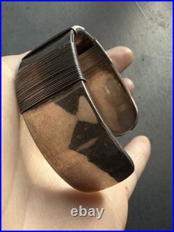 Ancien Bracelet Gourmette Argent Massif Silver Maille Jonc art nouveau ethnique