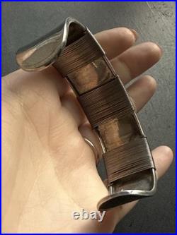 Ancien Bracelet Gourmette Argent Massif Silver Maille Jonc art nouveau ethnique