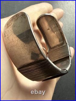 Ancien Bracelet Gourmette Argent Massif Silver Maille Jonc art nouveau ethnique