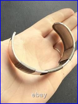 Ancien Bracelet Gourmette Argent Massif Silver Maille Jonc art nouveau ethnique