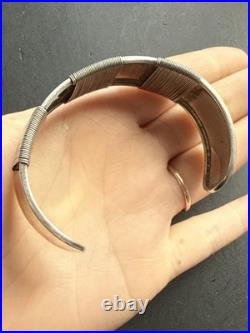 Ancien Bracelet Gourmette Argent Massif Silver Maille Jonc art nouveau ethnique