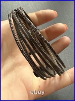 Ancien Bracelet Gourmette Argent Massif Silver Maille Jonc art nouveau semainier