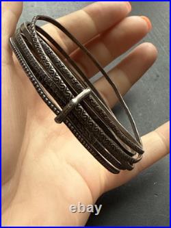 Ancien Bracelet Gourmette Argent Massif Silver Maille Jonc art nouveau semainier