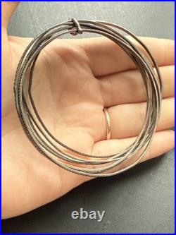 Ancien Bracelet Gourmette Argent Massif Silver Maille Jonc art nouveau semainier