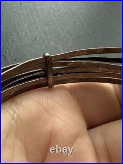Ancien Bracelet Gourmette Argent Massif Silver Maille Jonc art nouveau semainier