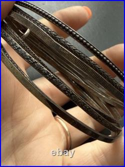 Ancien Bracelet Gourmette Argent Massif Silver Maille Jonc art nouveau semainier