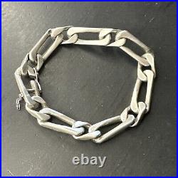 Ancien Bracelet Gourmette En Argent Massif Silver Maille tank art nouveau deco