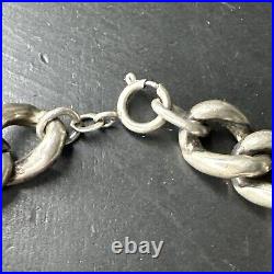 Ancien Bracelet Gourmette En Argent Massif Silver Monnaie tank art nouveau deco