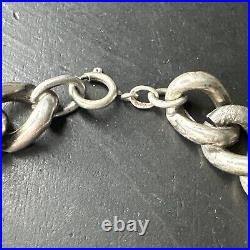 Ancien Bracelet Gourmette En Argent Massif Silver Monnaie tank art nouveau deco