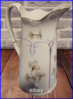 Ancien Broc Hamage Garniture de Toilette Faïence fine fleurs de Liseron Art N