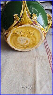 Ancien Cache Pot Jardinniere Onnaing N°824 Femme Papillon Nymphe Art Nouveau