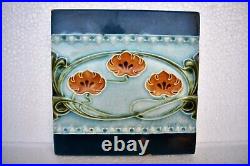 Ancien Carreau Art Nouveau Majolique Céramique Porcelaine England Floral Design