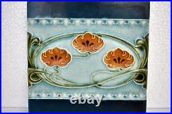Ancien Carreau Art Nouveau Majolique Céramique Porcelaine England Floral Design