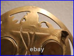 Ancien Double Encrier en Bronze Art Nouveau Modern Style 1900 Décor Floral