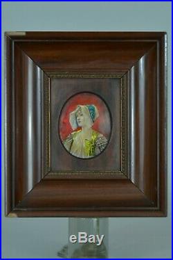 Ancien Email de Limoges Portrait de jeune fille art nouveau signé Bonnaud