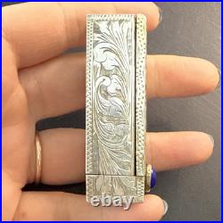 Ancien Étui À Rouge À Lèvres En Argent Massif émailler coppini art nouveau XVIII