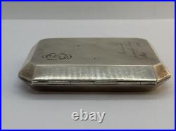 Ancien Étui Boîte A Cigarettes Argent Massif Rubis En Cabochon Art Nouveau 1922