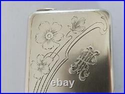 Ancien Étui Boîte A Cigarettes Argent Massif Russe Art Nouveau 1900 Silver Case