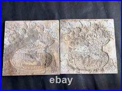 Ancien Fruit Panier Papillons Ciselé Art Nouveau Majolique Carreau Japon Set 2 Ancien Fruit Panier Papillons Ciselé Art Nouveau Majolique Carreau Japon Set 2