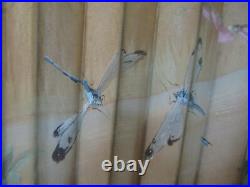 Ancien Grand Eventail Peinture Peint Aux Libellules Art Nouveau Fan Fächer