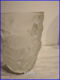 Ancien Gros Vase art nouveau Lalique, décor angelots (Ma)