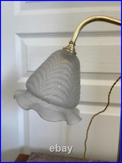 Ancien Lampe à Poser Col de Cygne Art Nouveau Tulipe Monte Baisse France 50Cm Ancien Lampe à Poser Col de Cygne Art Nouveau Tulipe Monte Baisse France 50Cm