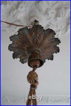 Ancien Lustre Suspension 3 Bras Luminaire Style Tiffany Art Nouveau Vers 1900/20
