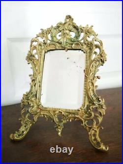 Ancien Magnifique Miroir À Poser Tout En Laiton Biseauté 19 x 28 cm Art Nouveau Ancien Magnifique Miroir À Poser Tout En Laiton Biseauté 19 x 28 cm Art Nouveau