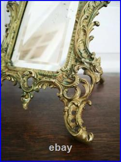 Ancien Magnifique Miroir À Poser Tout En Laiton Biseauté 19 x 28 cm Art Nouveau Ancien Magnifique Miroir À Poser Tout En Laiton Biseauté 19 x 28 cm Art Nouveau