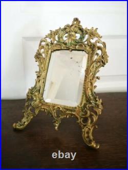 Ancien Magnifique Miroir À Poser Tout En Laiton Biseauté 19 x 28 cm Art Nouveau Ancien Magnifique Miroir À Poser Tout En Laiton Biseauté 19 x 28 cm Art Nouveau