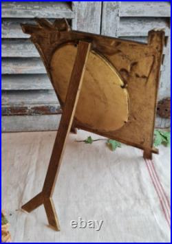 Ancien Miroir A Poser Verre Biseaute Bronze Art Nouveau Signe M. Ringel